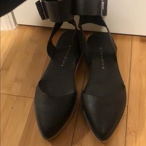 Alice + Olivia Black Leather Ankle Strap Sandal